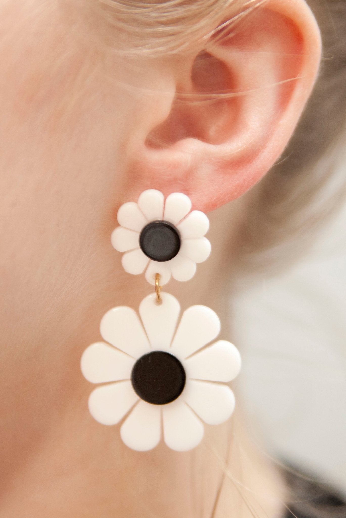 Gold plated off white Floral studs with MOP and cz -