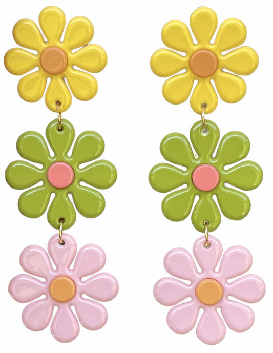 60s Daisy Chain Flower Power Earrings - Relic828