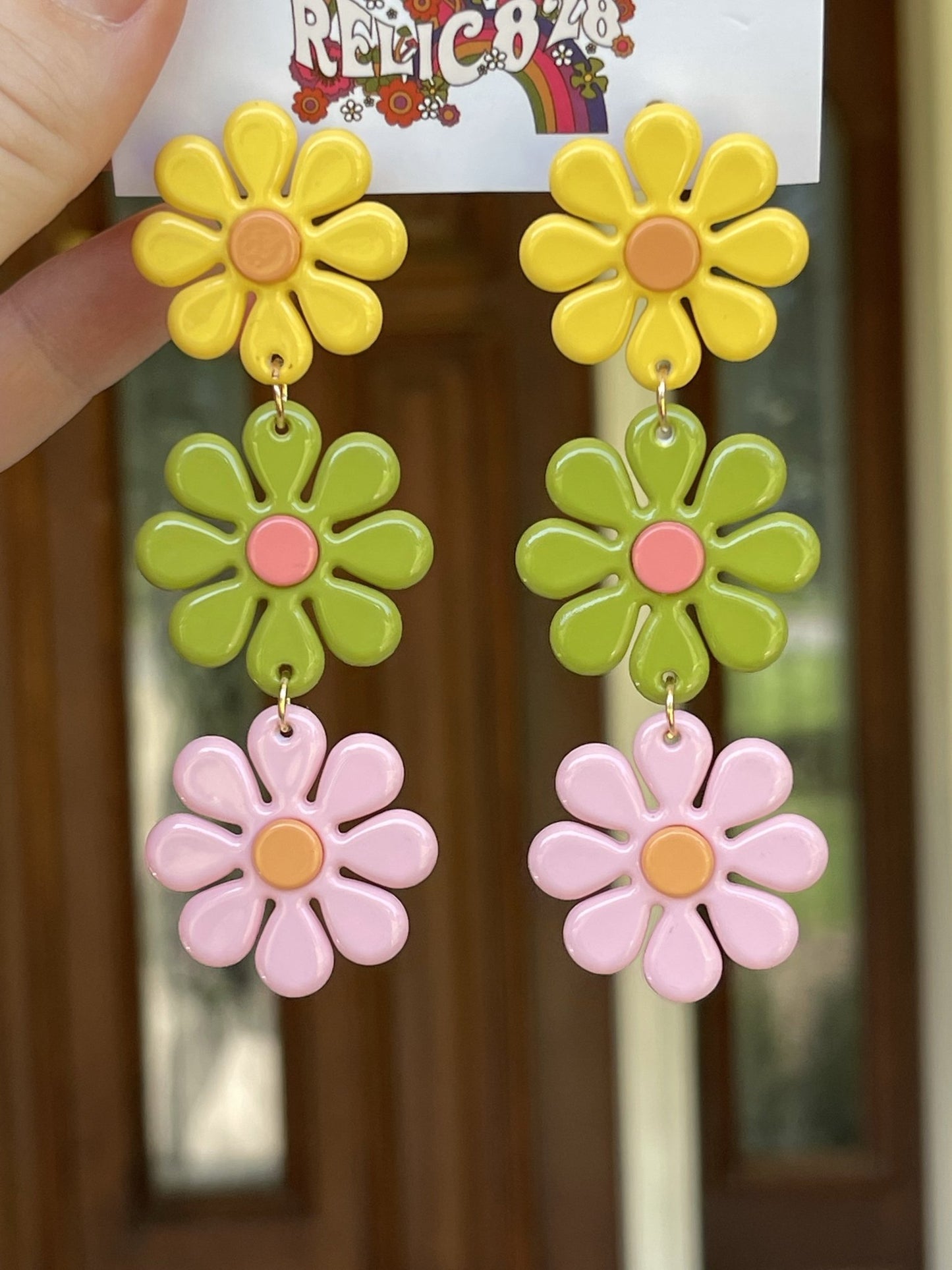 60s Daisy Chain Flower Power Earrings - Relic828