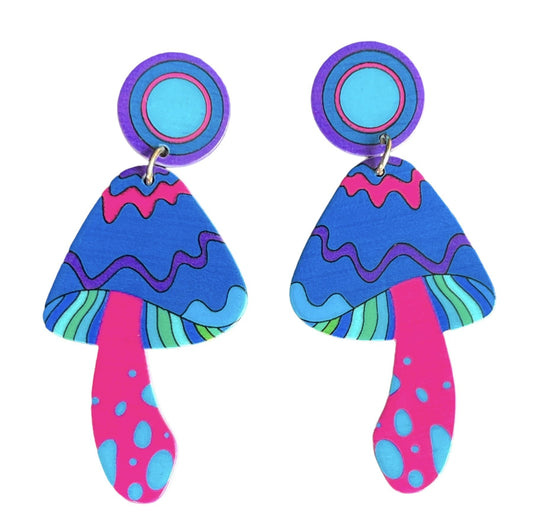 70s Psychedelic Shroom Earrings - Relic828