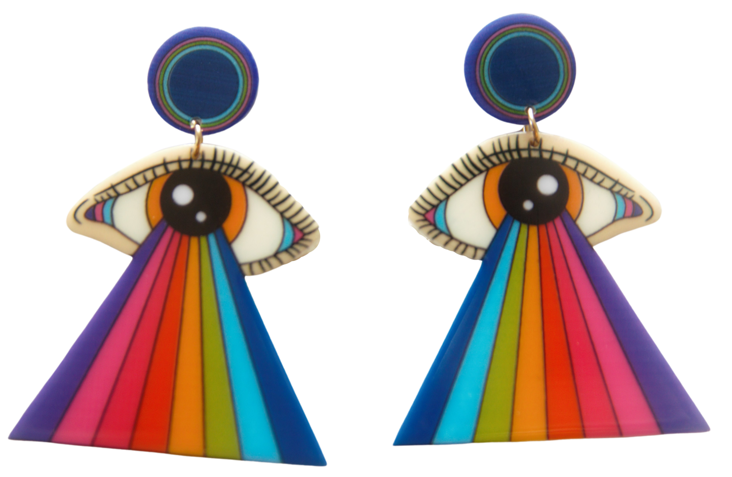 70s Retro Rainbow Eye Earrings Groovy Girl - Relic828