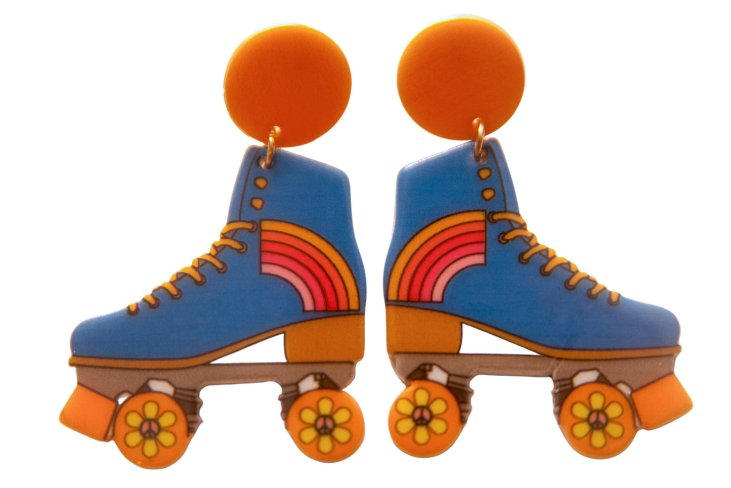 70s Retro Roller Derby Blue Skate Earrings Groovy Girl - Relic828