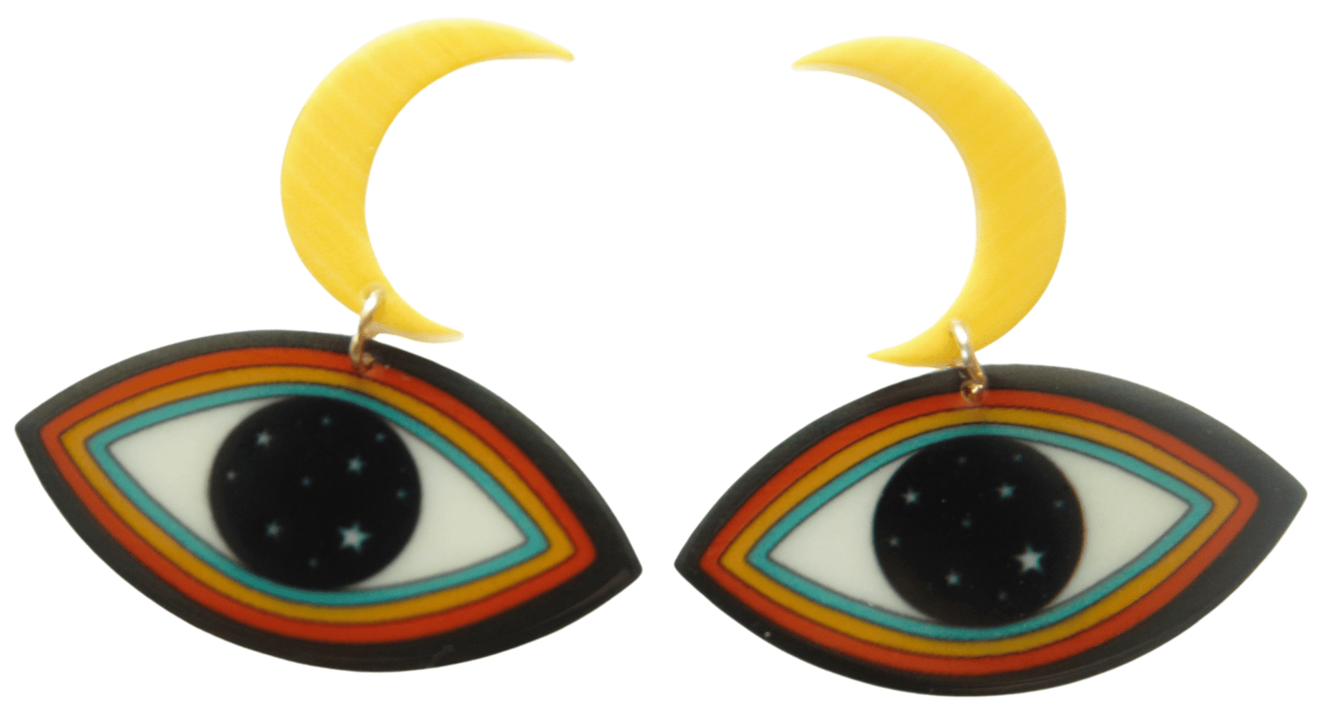 70s Starry Eyed Moon and Skies Earrings Groovy Girl - Relic828