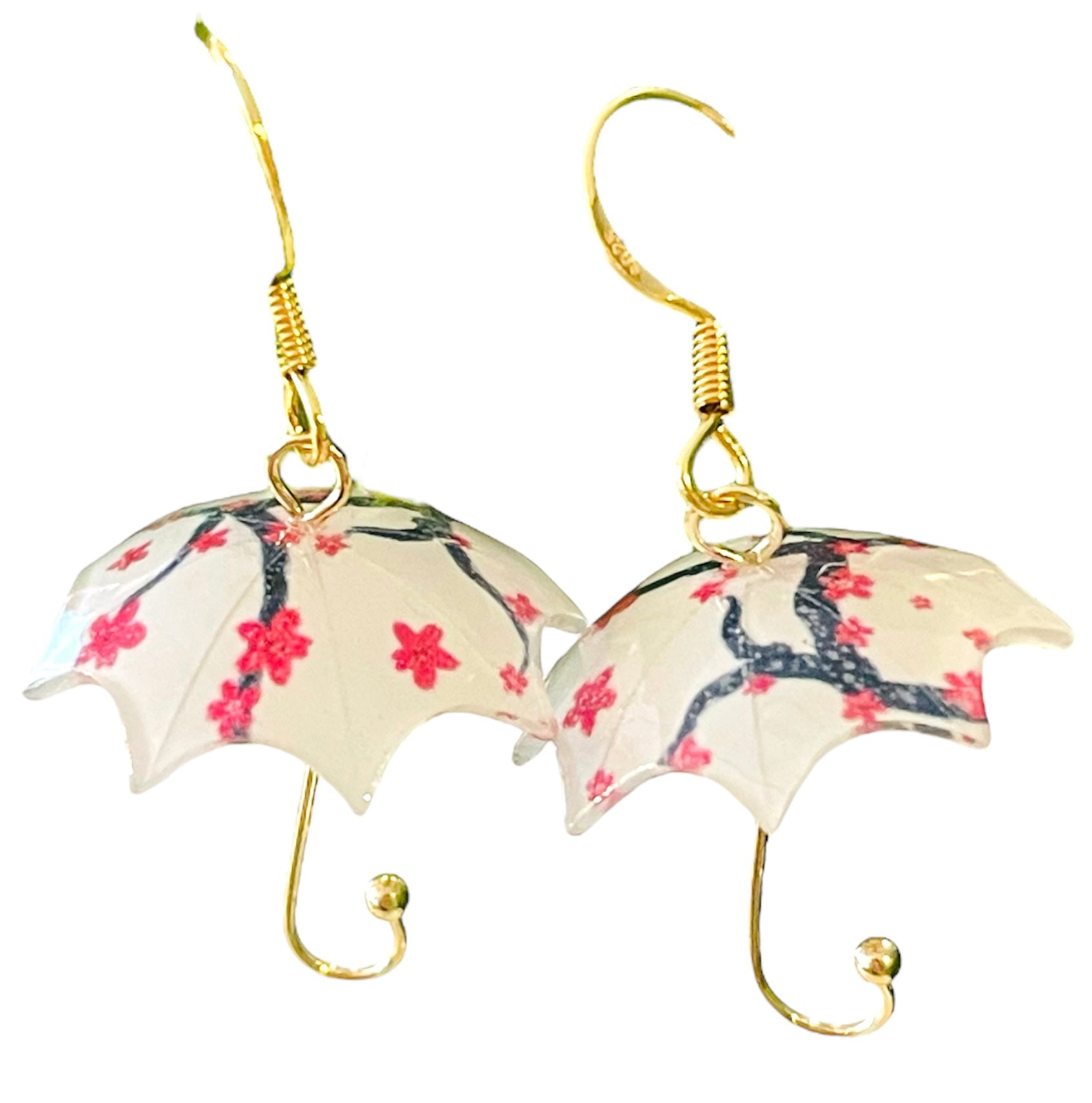 Dainty Cherry Blossom Umbrella Earrings - Relic828