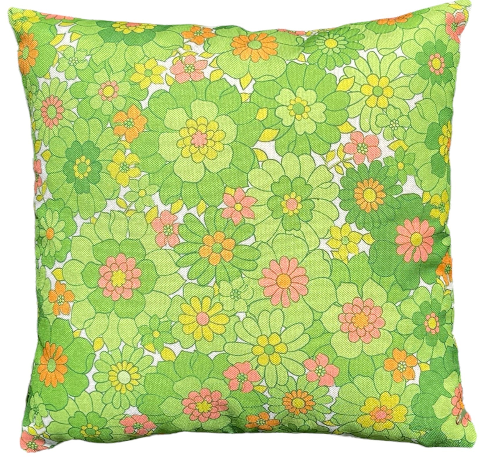 Groovy Green and Pink Flower Power 18 by 18 inch Pillow Case Cover - Relic828