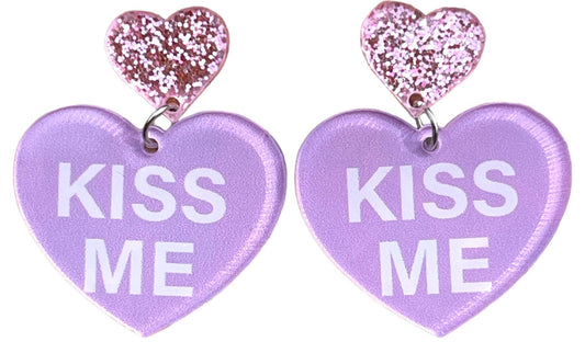 Kiss Me Valentine Sweet Hearts Candy Colorful Heart Earrings - Relic828