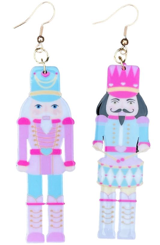 Merry Pinkmas Nutcrackers Pastels & Pinks Mismatched Christmas Earrings - Relic828