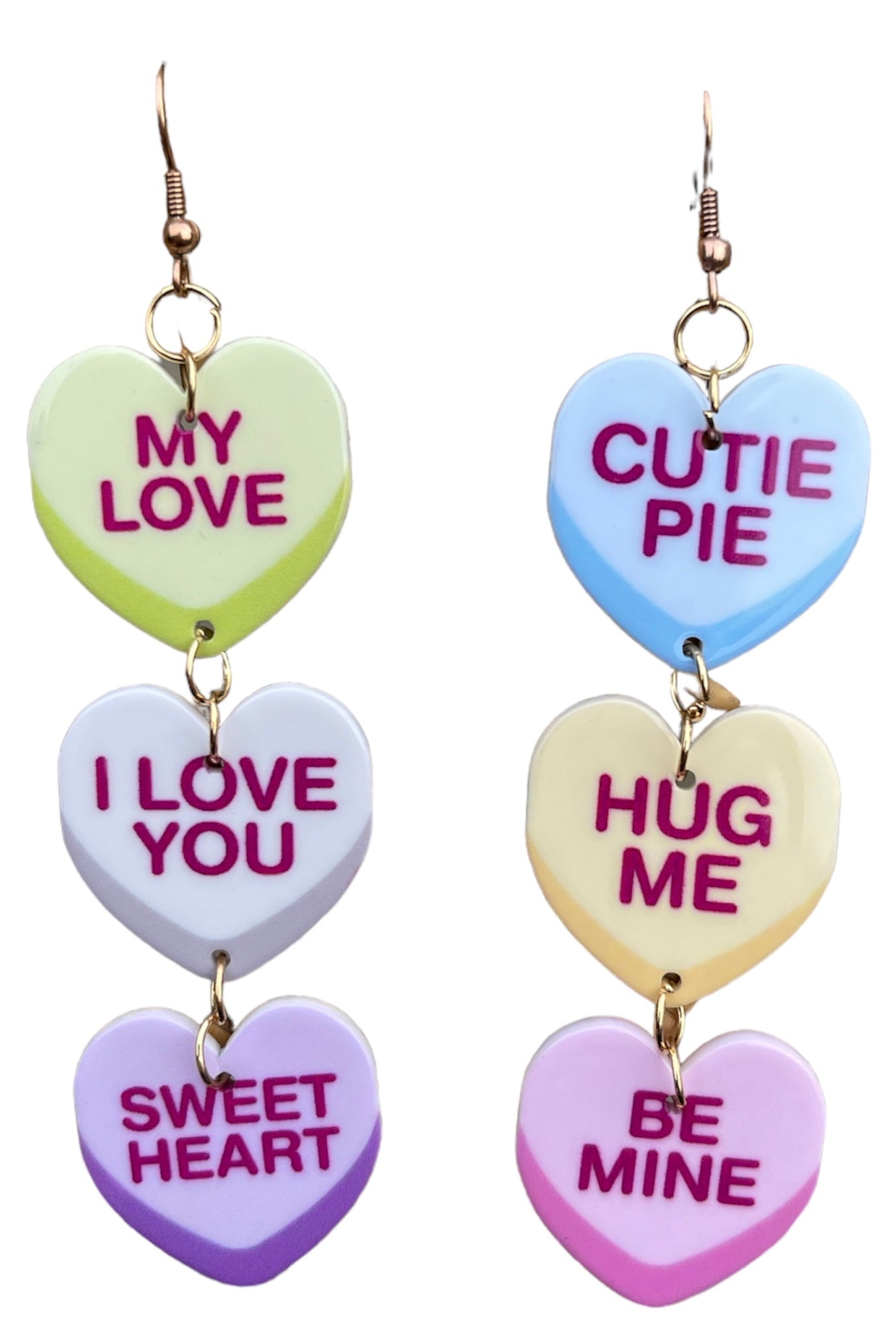 My Sweet Little Candy Conversation Heart Valentine Love Earrings - Relic828