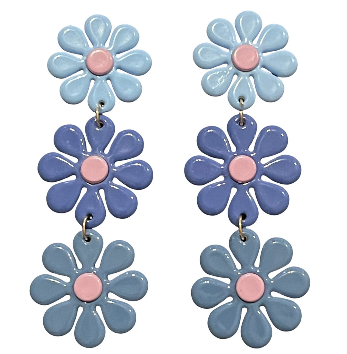 Retro Blue Daisy Chain Earrings - Relic828