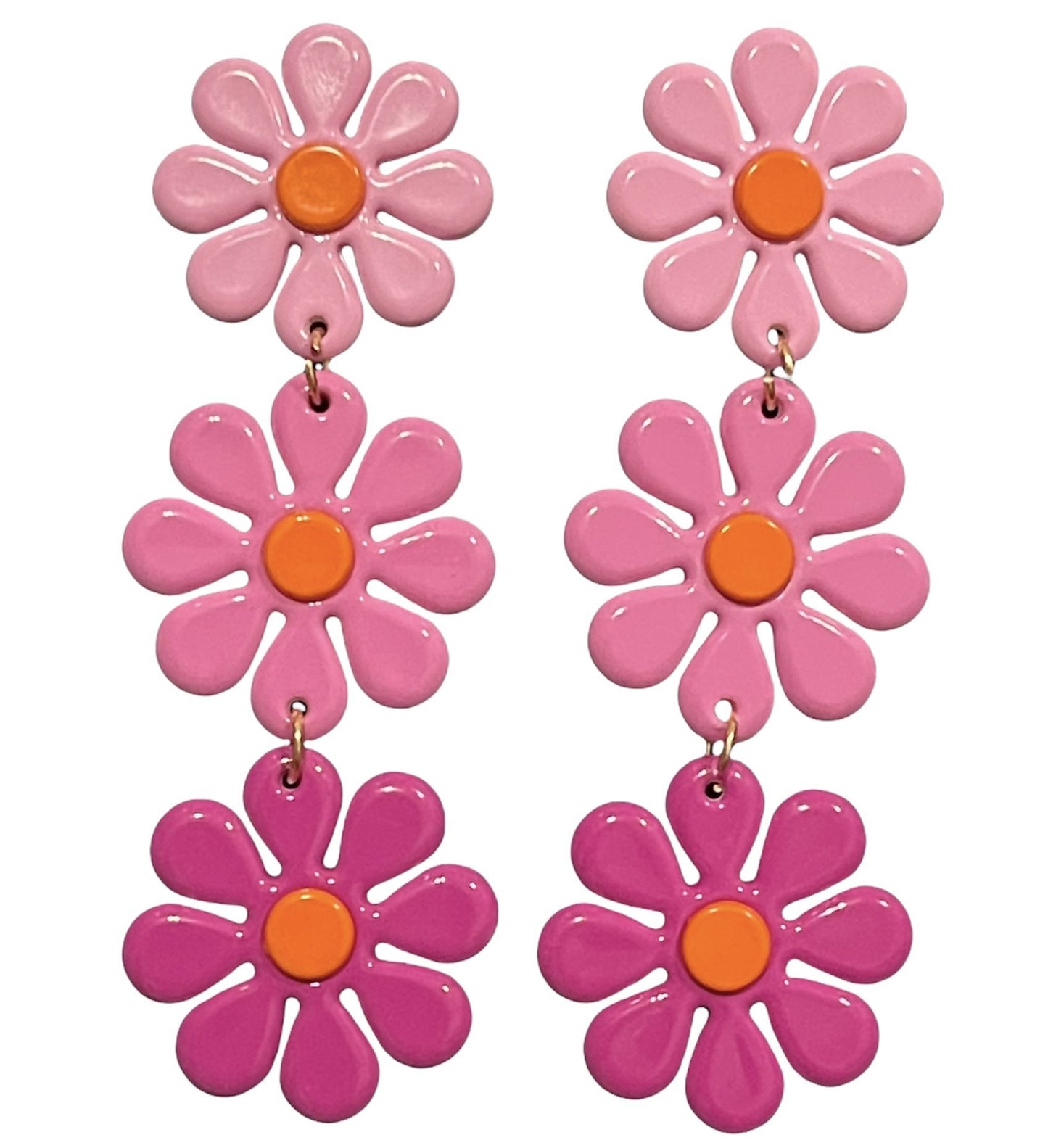 Retro Pink Daisy Chain Earrings - Relic828