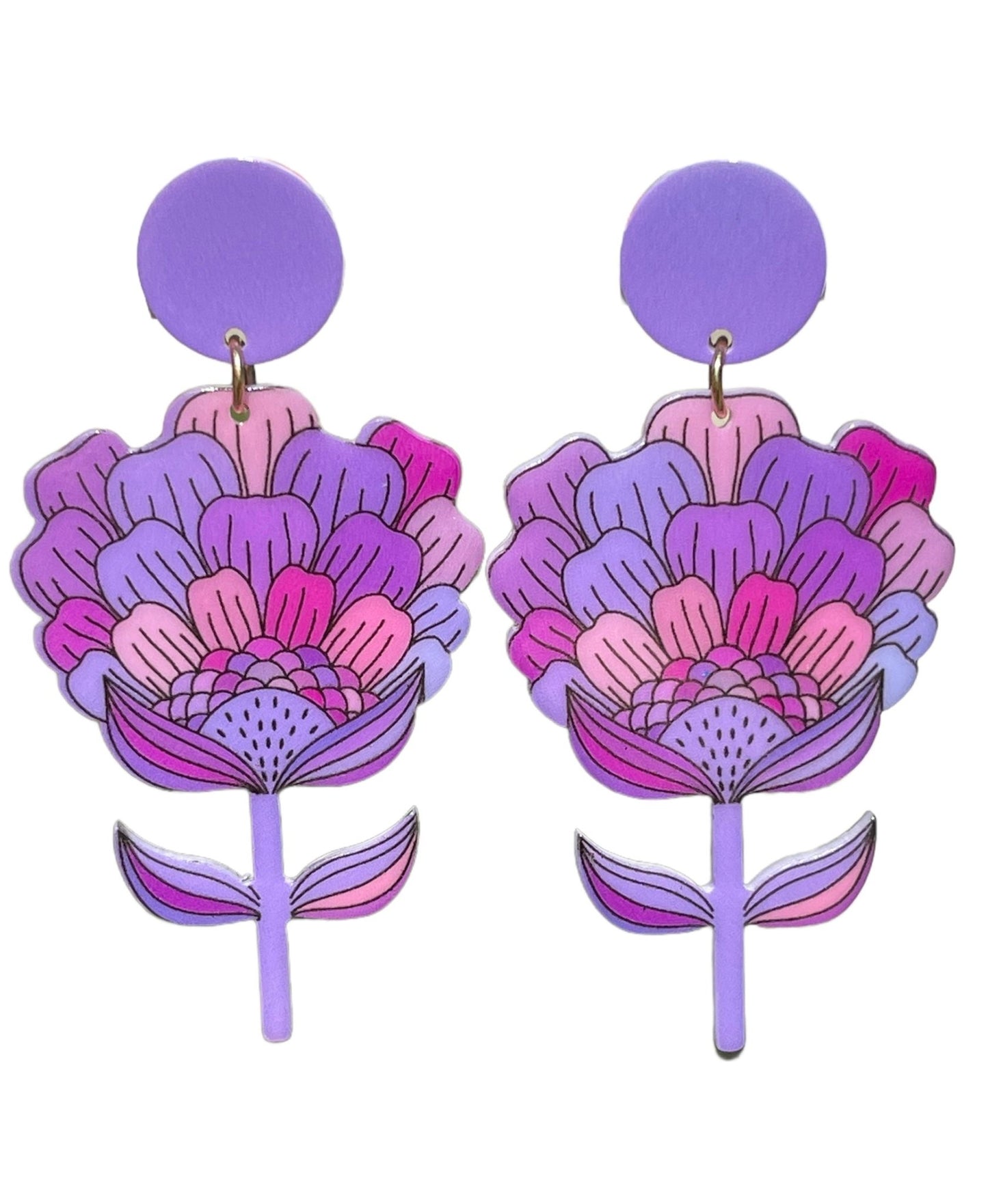 Retro Pretty Purple Flower Bloom Earrings - Relic828