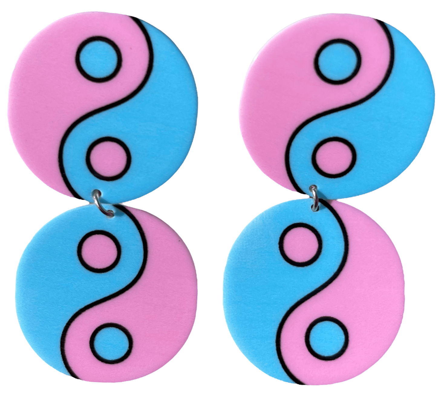 Retro Yin Yang Pastel Chunky 70s 90s Vibe Earrings - Relic828