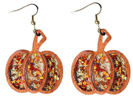 Sweet Shimmering Fall Pumpkin Earrings - Relic828
